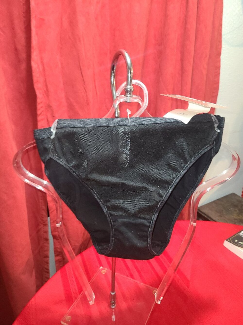 Vintage NWT Playtex Now Black Lace Front Bikini Panty Large 3787 1980's